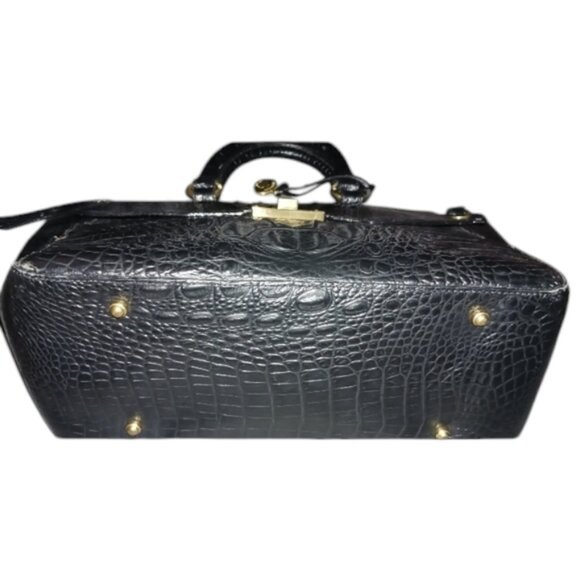 Brahmin Black Melbourne Croc Embossed Satchel - Picture 2 of 8